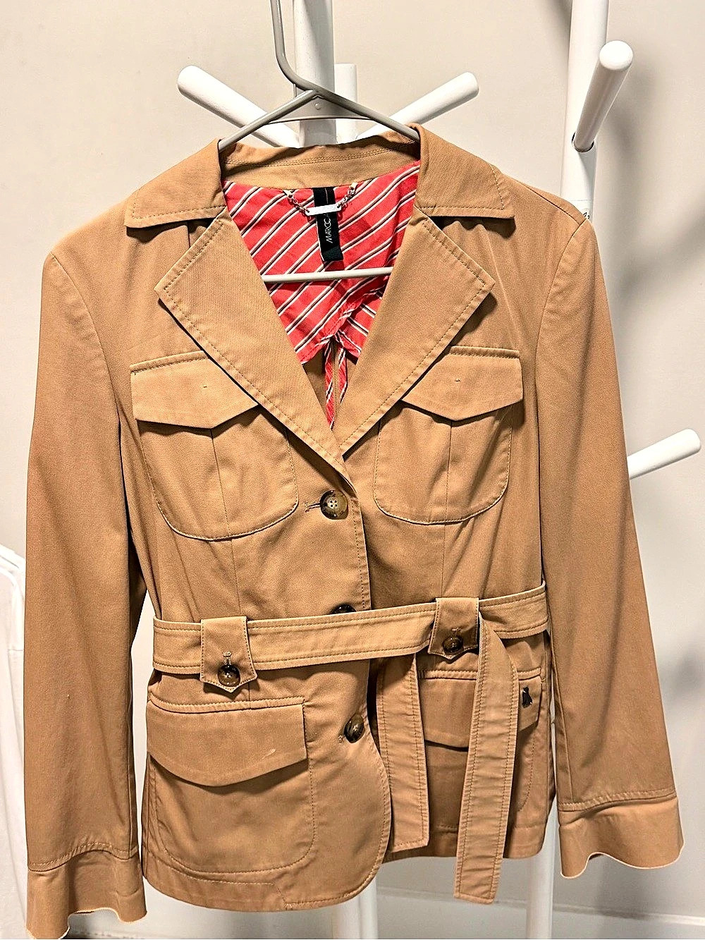 Marc Cain Cotton Beige Women's Belted Trench Jacket